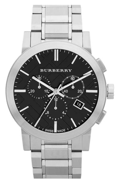 burberry check stamped chronograph bracelet watch|Burberry watches outlet online.